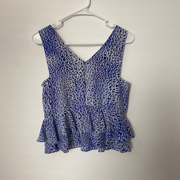 Rebecca Taylor 100% Silk Peplum Sleeveless Blue Square Neck Top 💙 - Picture 5 of 9
